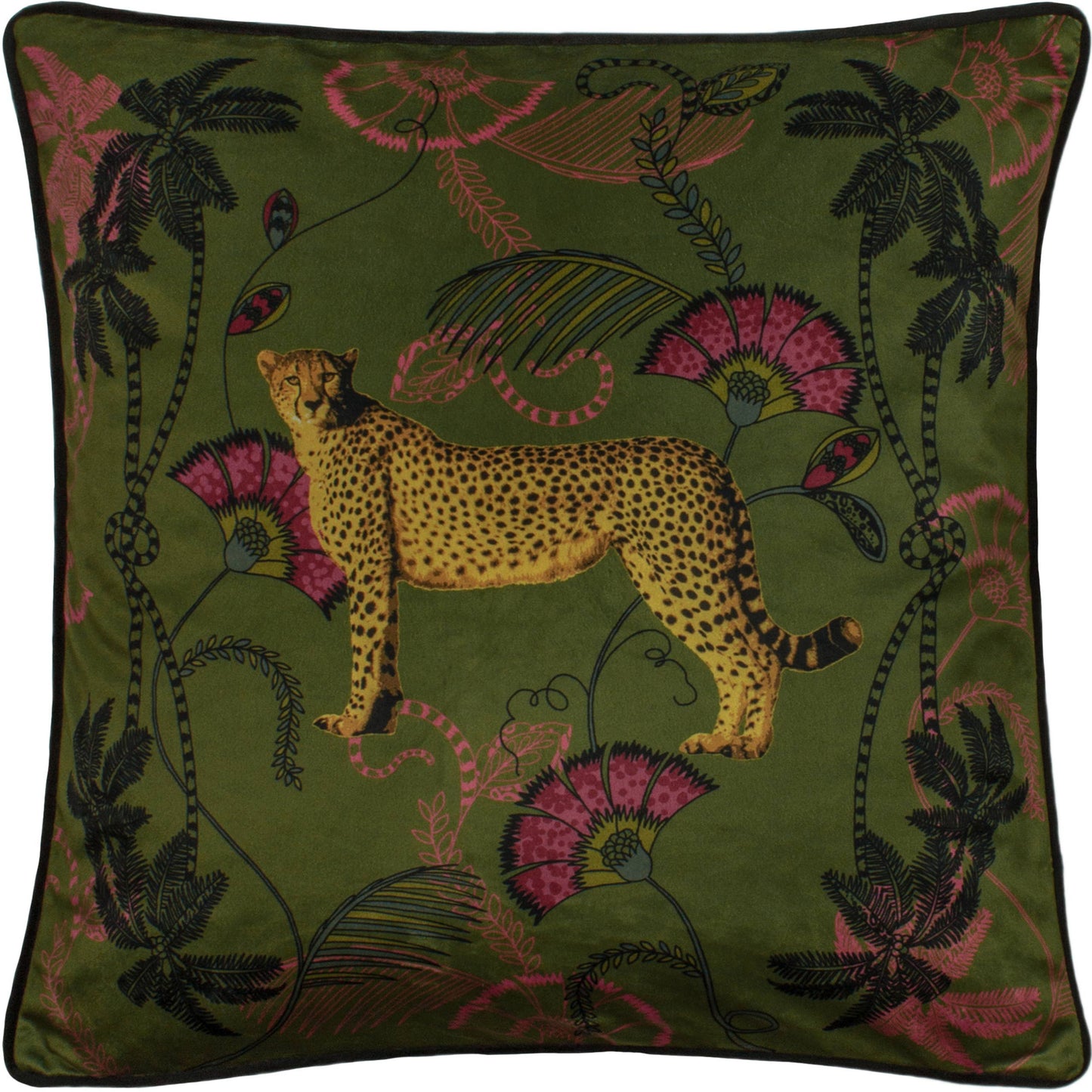 Tropica Cheetah Cushion Khaki: Khaki / Feather Rich Filled / 45 x 45cm
