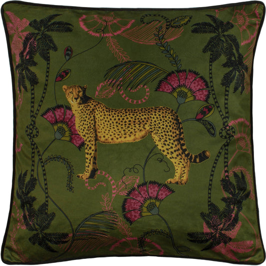 Tropica Cheetah Cushion Khaki: Khaki / Feather Rich Filled / 45 x 45cm