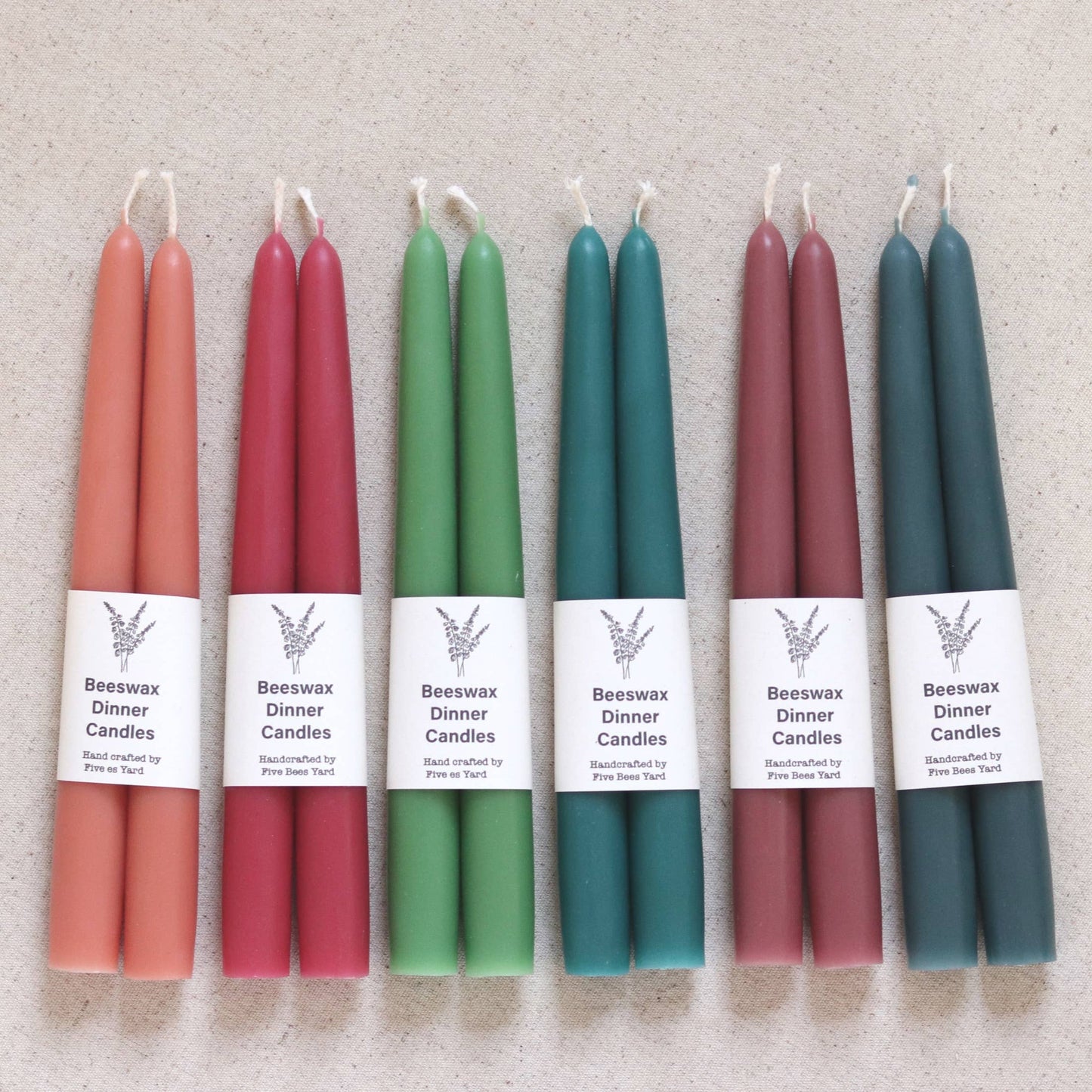 Eco & Sustainable Tapered Dinner Candles | Long & Clean Burn: Brown / Medium (18cm)