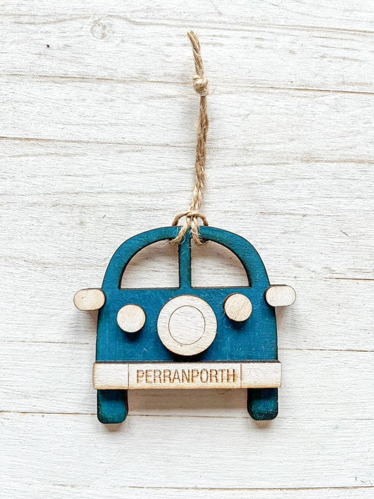 Teal Blue Campervan Location Custom Hanging Decoration