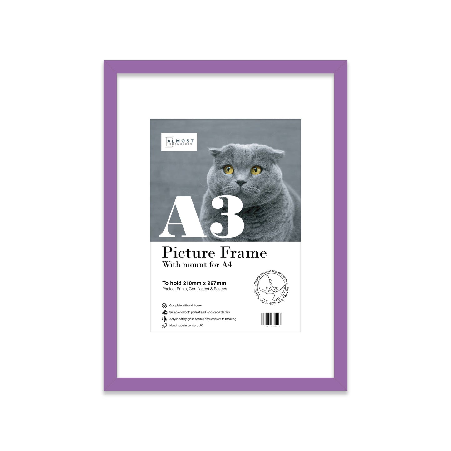 Purple A3 Picture Frame With mount for A4