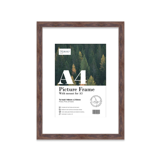 Walnut A4 Picture Frame With mount for A5