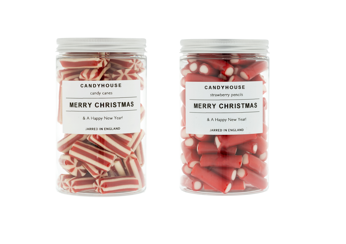 Strawberry Pencils In Tall Jar (Copy): Strawberry Pencils / White Paper Rectangle / Black