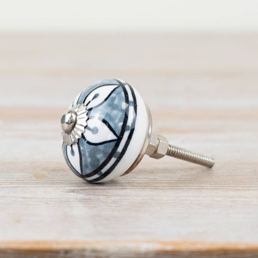 Blue Design Door knob, 4cm x 7cm