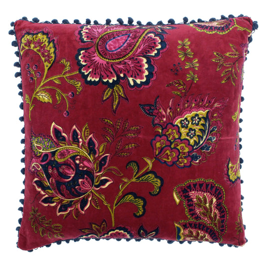 Malisa Paisley Cushion Pomegranate: Pomegranate / Feather Rich Filled / 50 x 50cm
