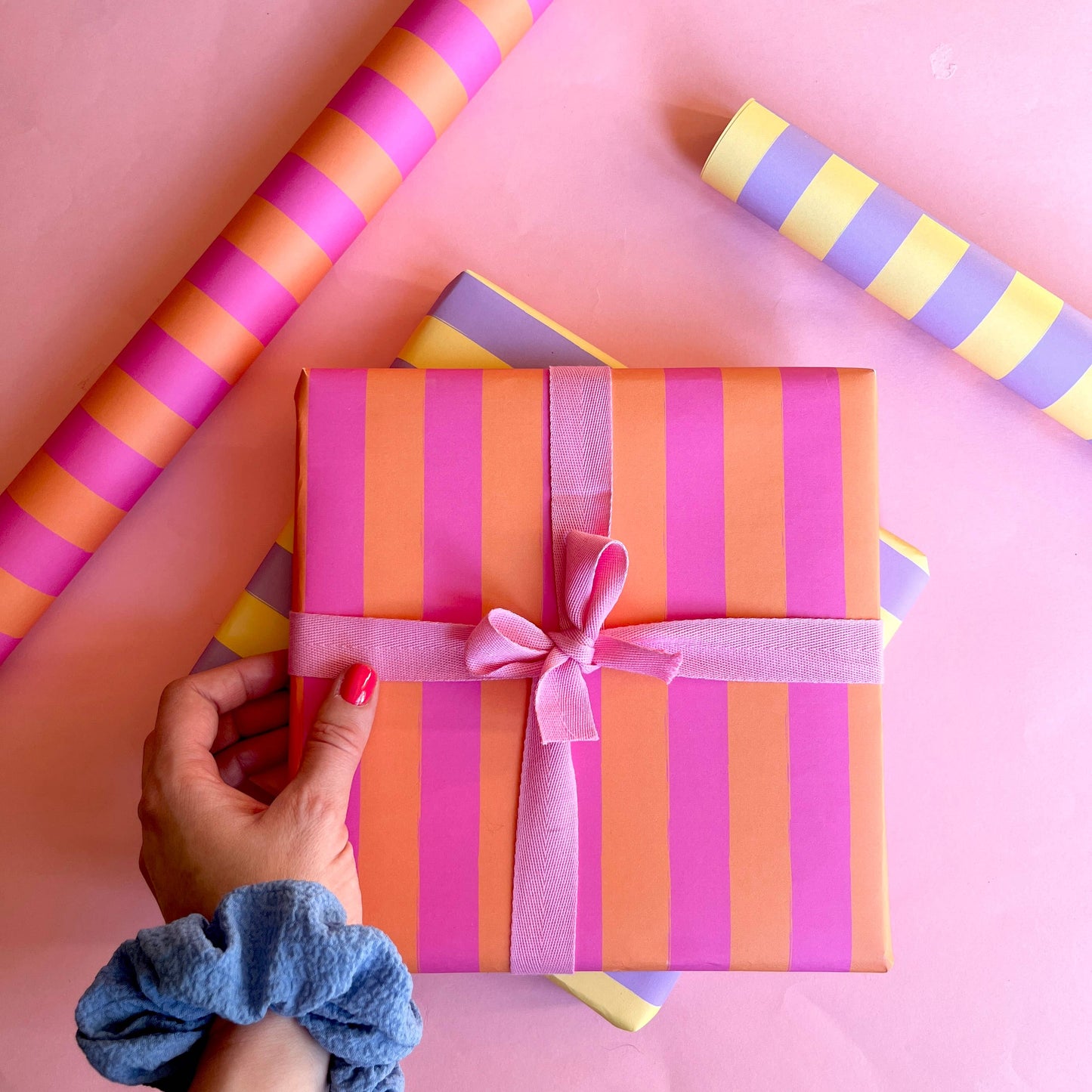 Luxury Striped Wrapping Paper: RED/PINK