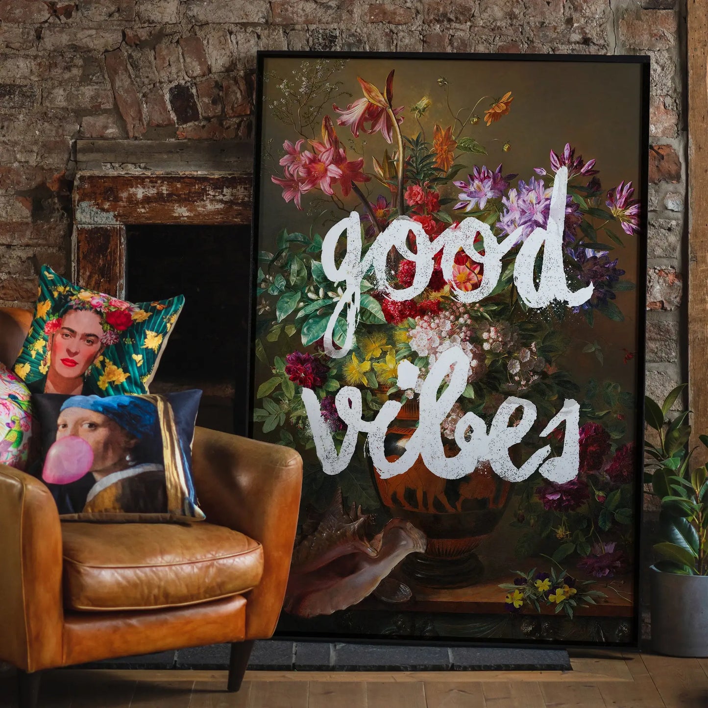 Good Vibes Floral Painting Altered Art Print: Gloss / 8 ¼ x 11 ¾ in | 21x30 cm