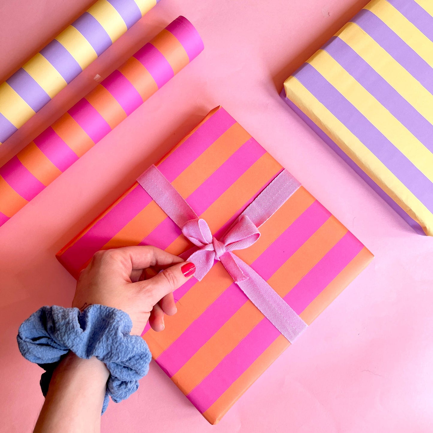 Luxury Striped Wrapping Paper: RED/PINK